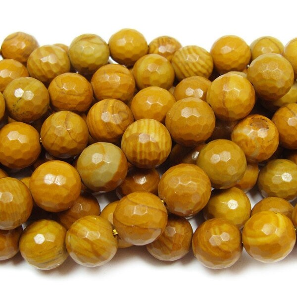 Natural 8mm 15.5 Inches Scene Jasper Faceted Round Beads Genuine Gemstone