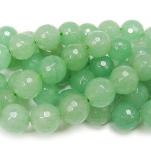 Natural 12mm 15.5 Inches Green Aventurine Faceted Round Beads Genuine Gemstone