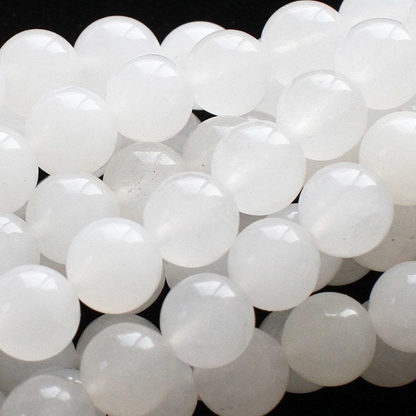 Natural 8mm White Quartz Round Beads Genuine Gemstone