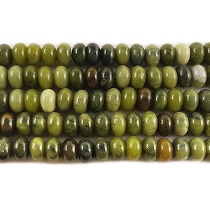 Natural 6x10mm Taiwan Green Jade Smooth Rondelle Beads Genuine Gemstone
