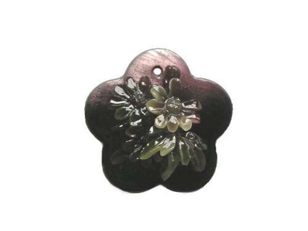 Shell Pearls Star 30mm Black Mother of Pearl Shell Star Pendant Genuine Natural Gemstone ...
