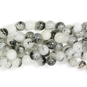 Natural 12mm Rutilated Quartz Round Beads Genuine Gemstone