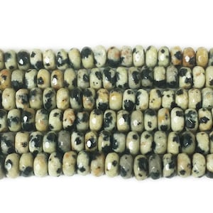 Perles rondelles à facettes en jaspe dalmatien naturel 2 x 4 mm Pierres précieuses véritables