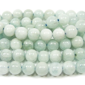 Natural 13-14mm 16 Inches Aquamarine Smooth Round Beads Genuine Gemstone