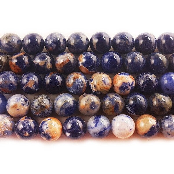 Natural 10mm Orange Sodalite Round Beads Genuine Gemstone