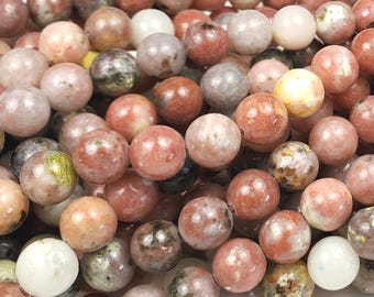 Natural 6mm Cherry Flower Jasper Round Beads Genuine Gemstone