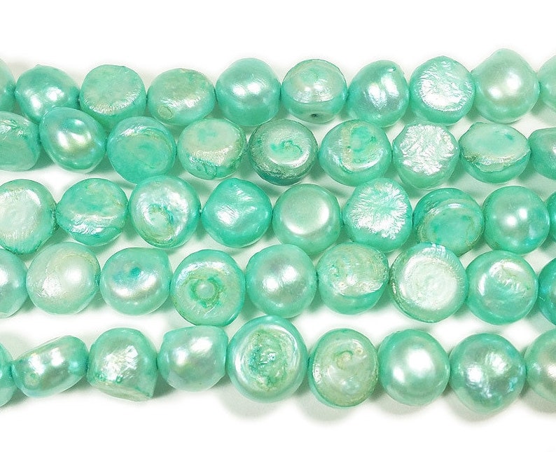 Natural 9-10mm Light sea green pearl nugget beads Genuine Gemstone