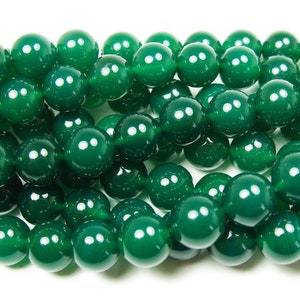 Natural 10mm 15 Inches Dark Green Agate Round Beads Genuine Gemstone