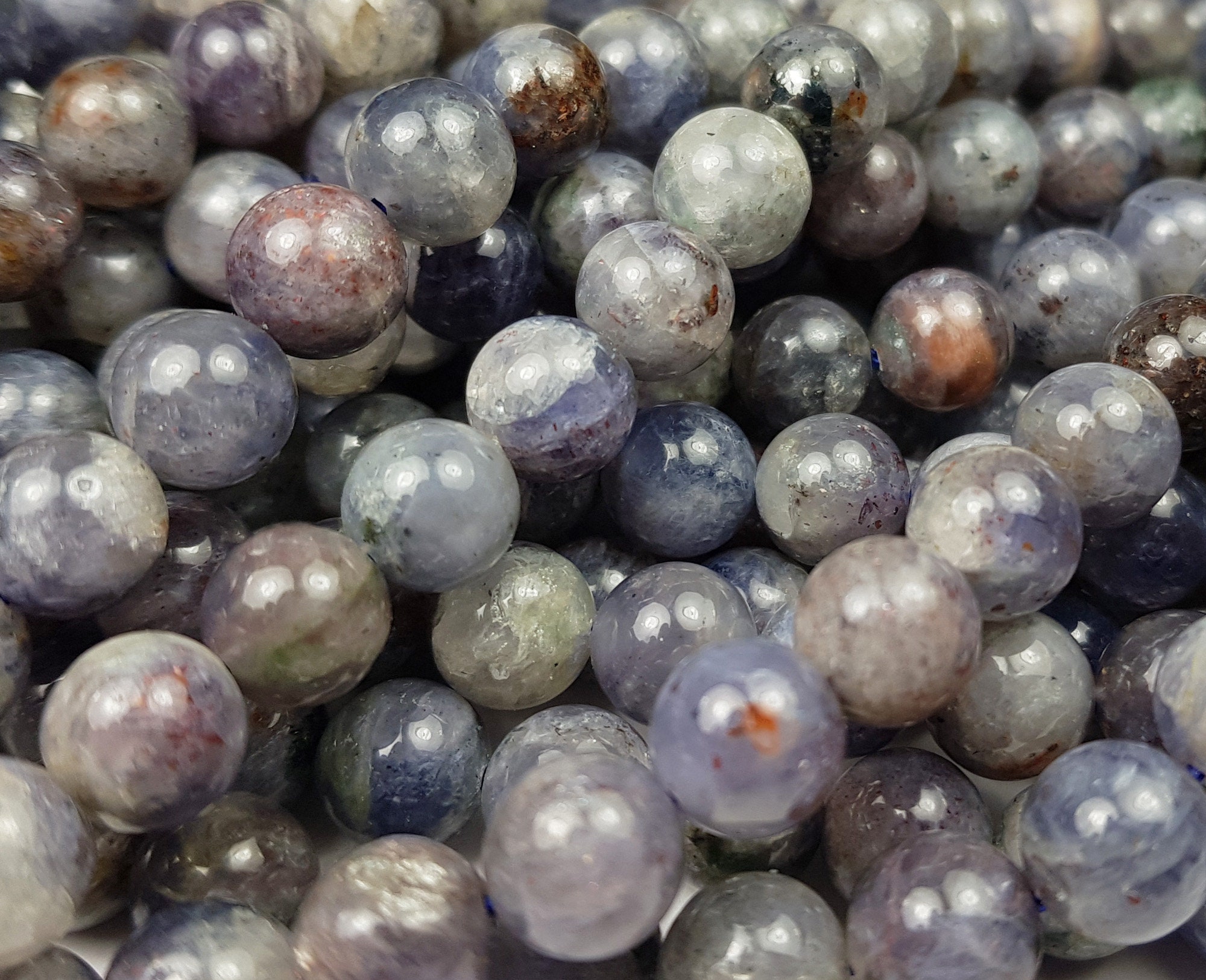 Natural 8mm Iolite Round Beads Genuine Gemstone - Etsy UK