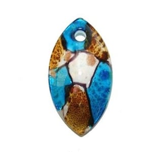35x60mm Blue White Brown Murano Style Marquise Pendant Genuine Natural Gemstone