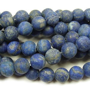 Natural 4mm 15.5&quot; High Quality Lapis Matte Round Beads Genuine Gemstone