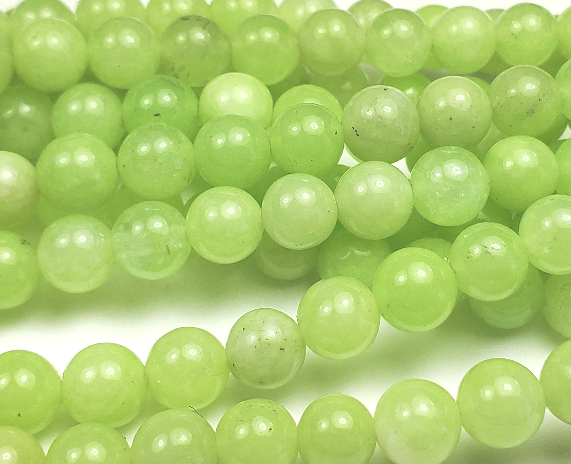 Natural 6mm Lime Jade Smooth Round Beads Genuine Gemstone Etsy