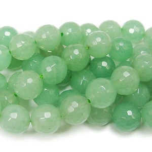 Natural 8mm 15.5 Inches Green Aventurine Faceted Round Beads Genuine Gemstone