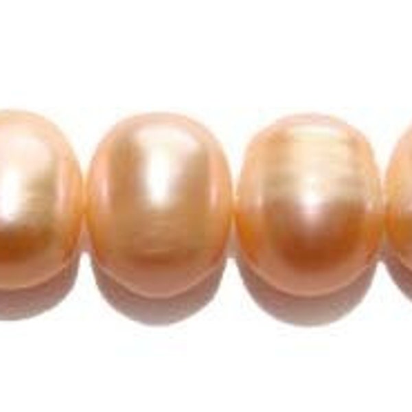 Natural 9 - 10mm Peach-Colored Potato Pearls Genuine Gemstone