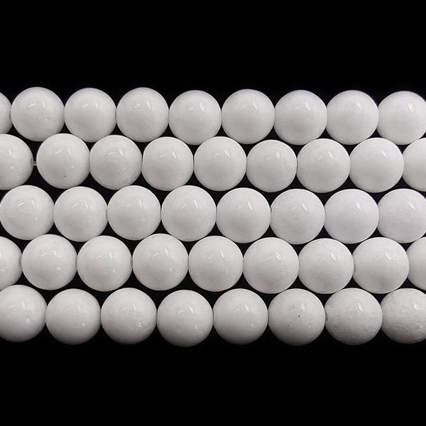 Natural 12mm White Jade Round Beads Genuine Gemstone