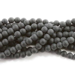 Natural 8mm Black Matte Agate Round Beads Genuine Gemstone