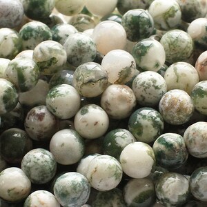 Natural 4mm Tree Agate Round Beads Genuine Gemstone