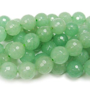 Natural 10mm 15.5 Inches Green Aventurine Faceted Round Beads Genuine Gemstone
