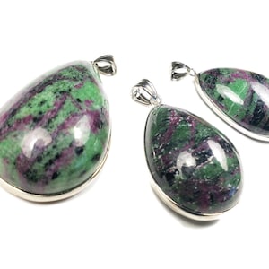 Natural 35mm-45mm Ruby Zoisite Teardrop Pendant Genuine Gemstone
