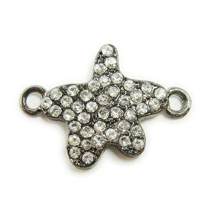18x18mm Pack Of 4 Black Metal And Cz Stone Star Connector
