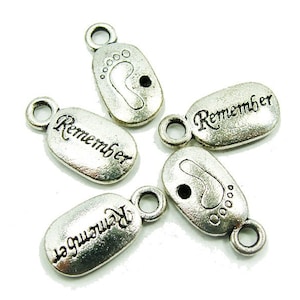 Natural 10x20mm 5 Pieces Bali Style Pewter &quot;Remember&quot; Message Beads Genuine Gemstone