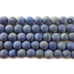 Natural 8mm 15.5 Inches Lapis Matte Round Beads Genuine Gemstone