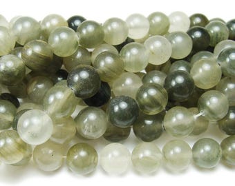 Natural 14mm Green Rutilated Quartz Smooth Round Beads Genuine Gemstone