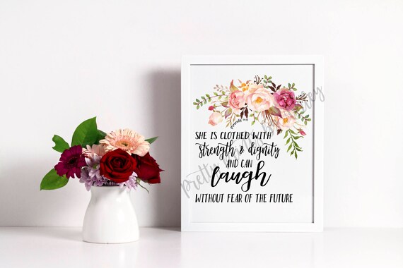 Proverbs 31 Print Watercolor Wall Art Floral Bible Verse Print Scripture