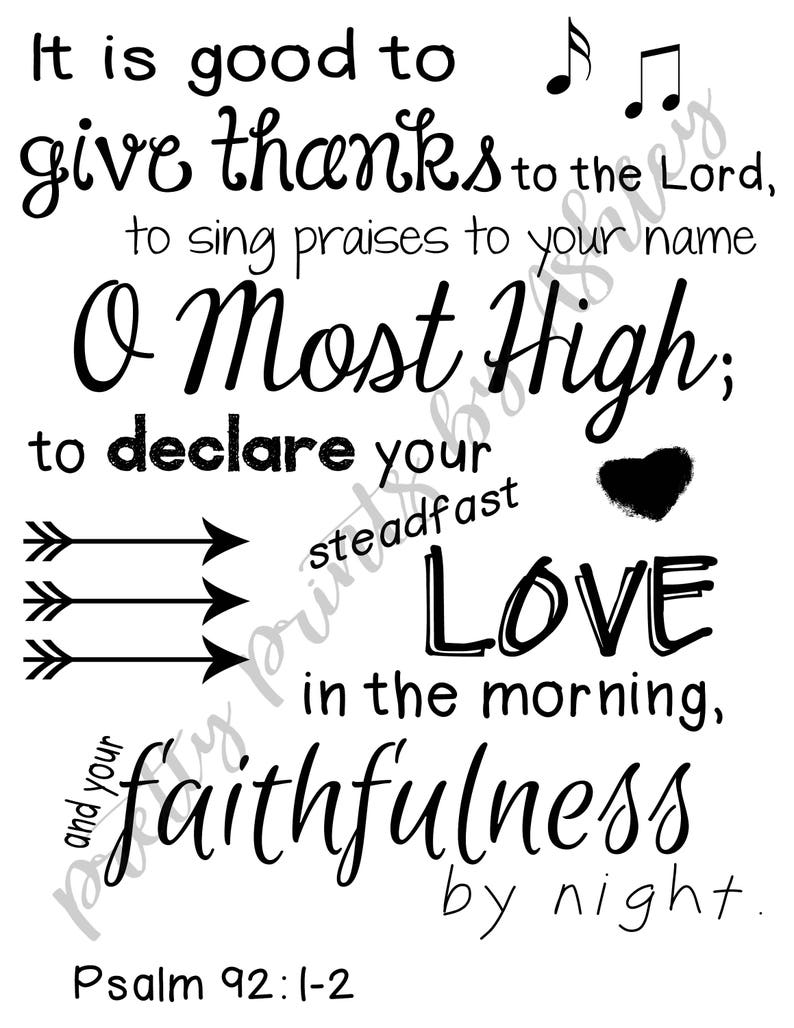 Psalm 92 1 2 Scripture Wall Art Bible Verse Printable Etsy