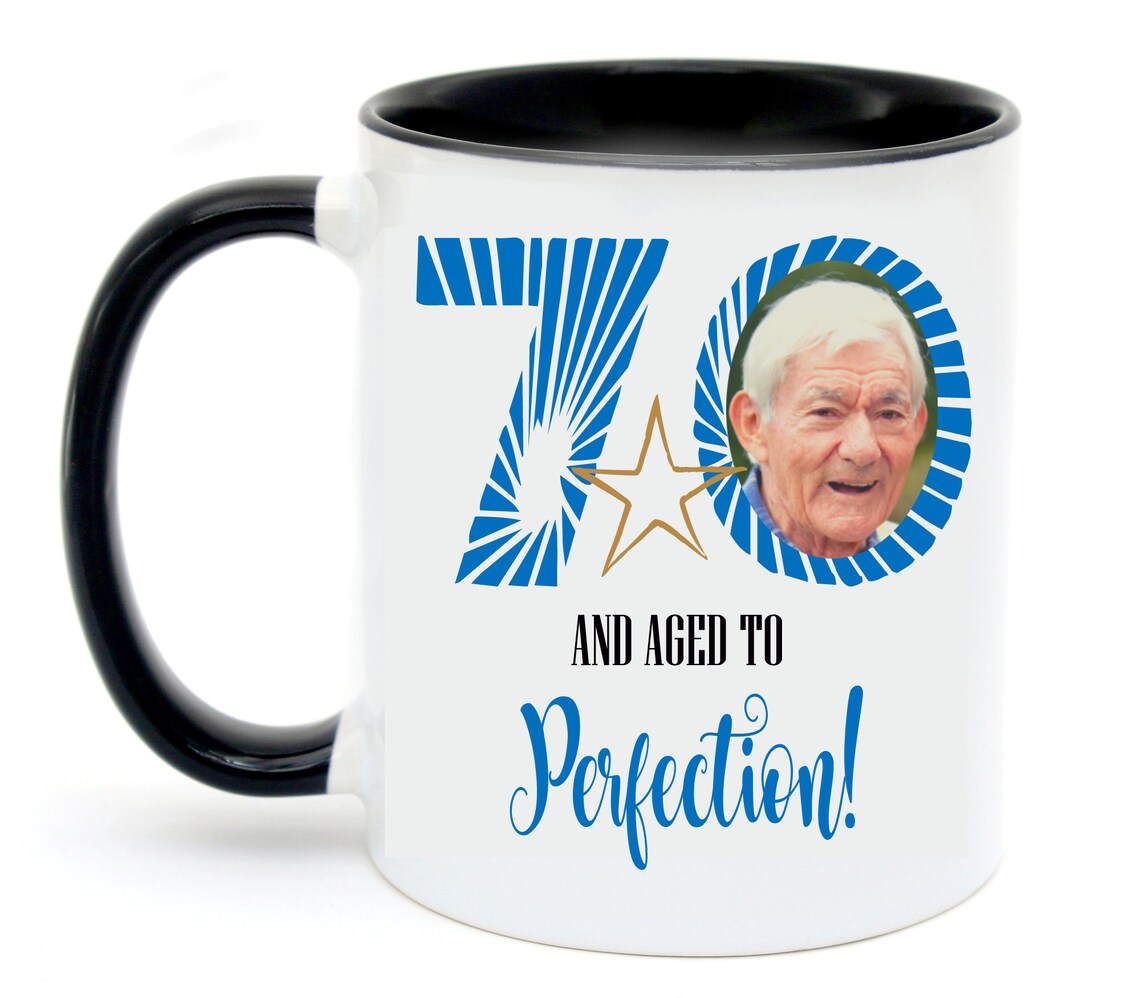 70th Birthday Personalised Photo Mug Cup Gift Present Male Etsy