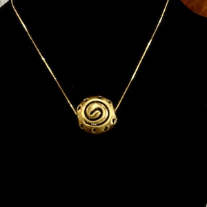 Antique Gold Venetian Murano Glass on Sterling Vermeil Chain