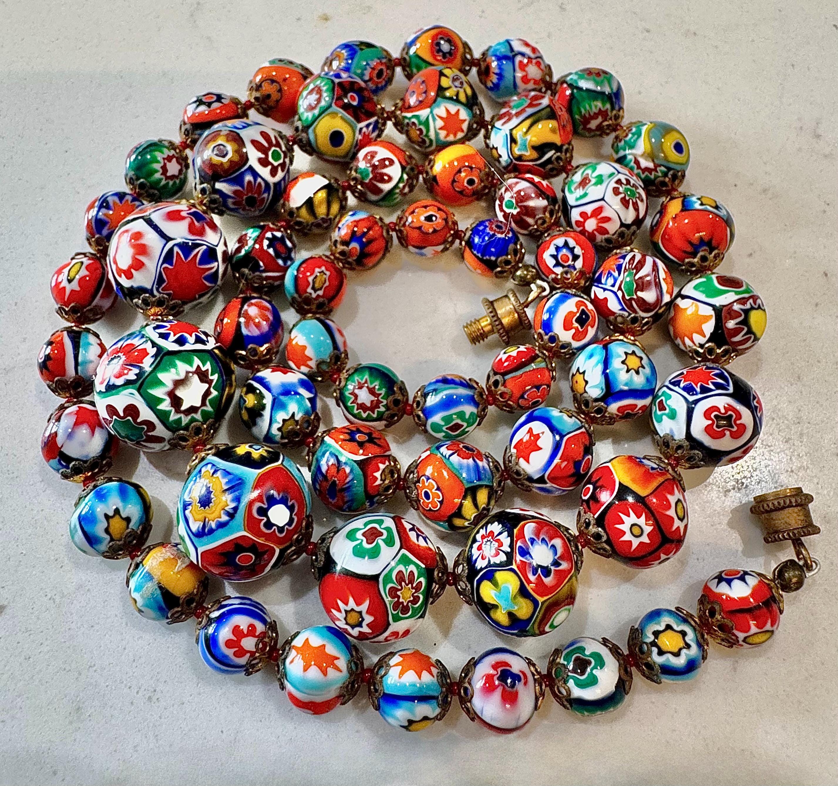 Vintage Ercole Moretti Graduated Round Millefiori Murano Glass