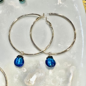 Rosario Leonardi Hoops with handmade Murano Glass dangle
