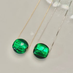 Handmade Kelly Green Murano Glass on Sterling Chain
