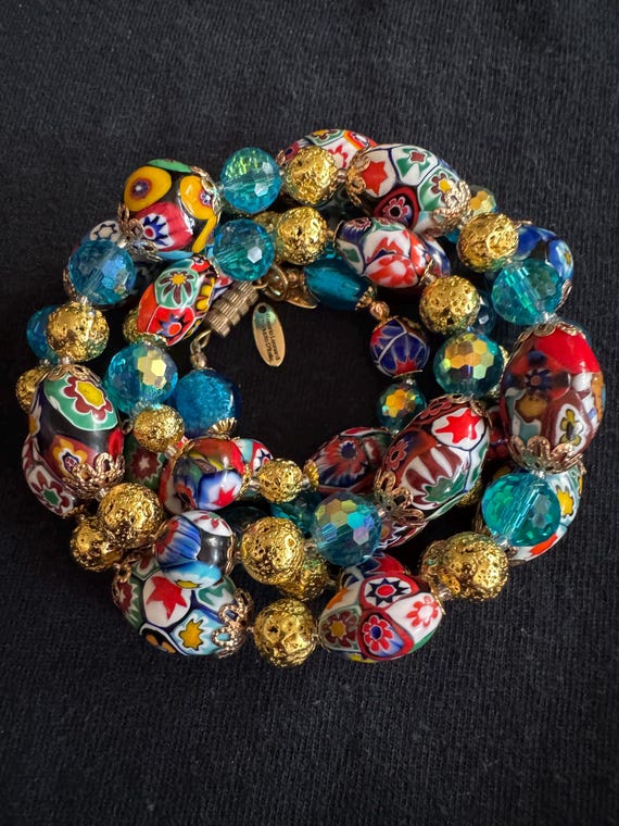 Millefiori Murano Glass Necklace: Ercole Moretti Vintage Beads 