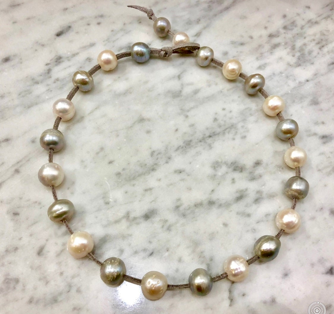Silver and White Freshwater Pearl Necklace - Etsy
