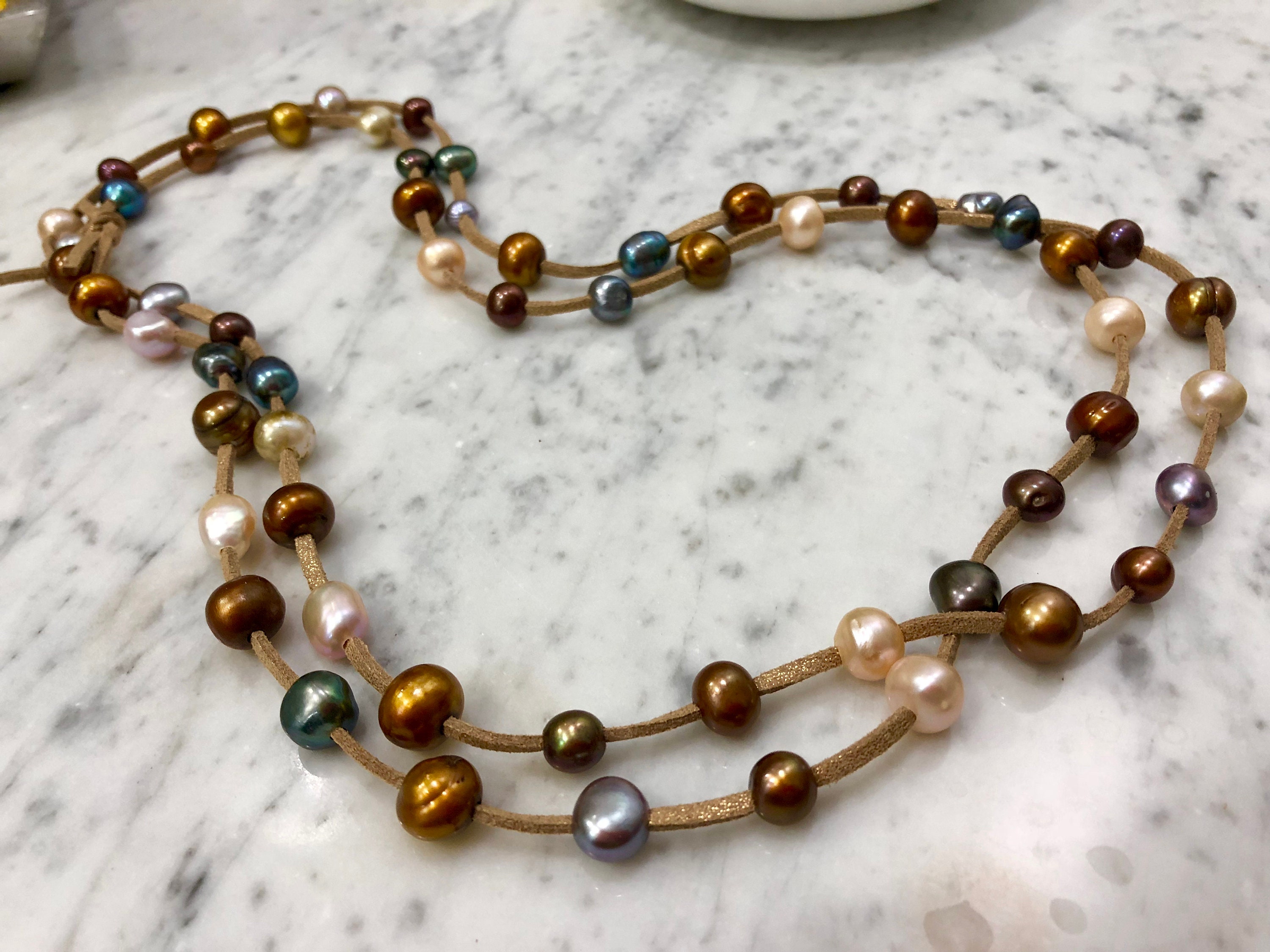 Multicolored Extra Long Freshwater Pearl Necklace - Etsy