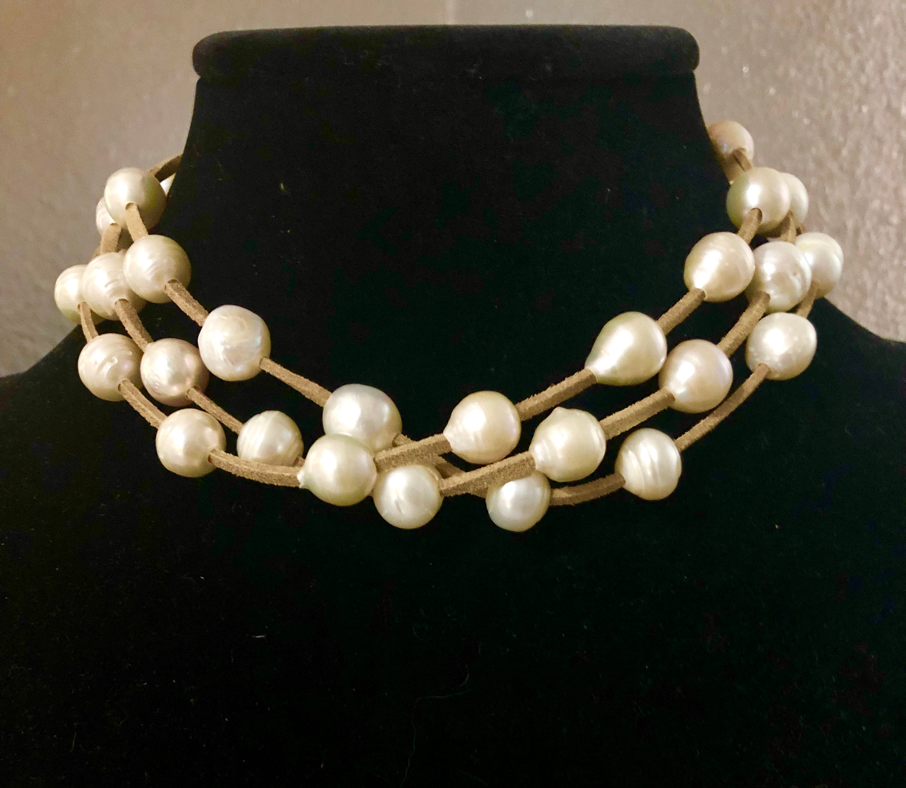 3 Strand Freshwater White Pearls and 