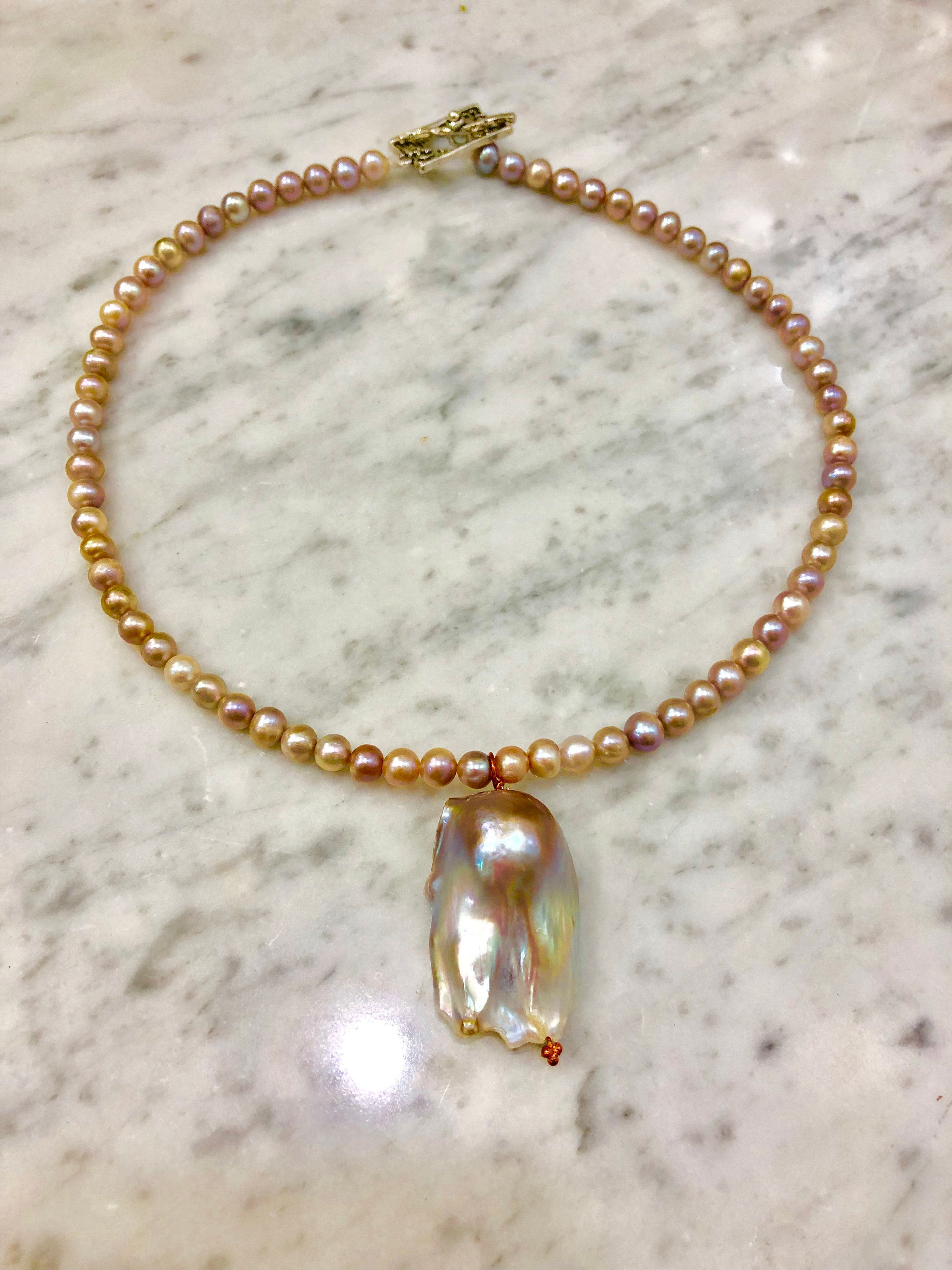 Lavender Flameball Pearl Pendant