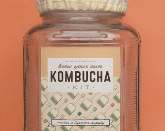 Kombucha Kit, Brew Your Own with 1 Gallon Jar