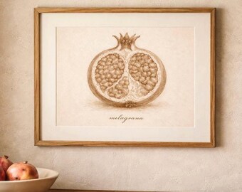 Melagrana Pomegranate Print | Italian Botanical Art | Vintage Fruit Kitchen Wall Art | Mediterranean Decor