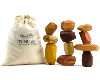 11 piece Tumi Ishi set, Wood Blocks, Wood Stones, wood toy, Baby Building Block Set, Montessori Toy, Stacking toy, Sensory toy, Family game