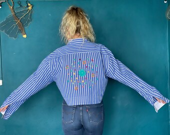 Unique overzize hand painted blouse, boho chic