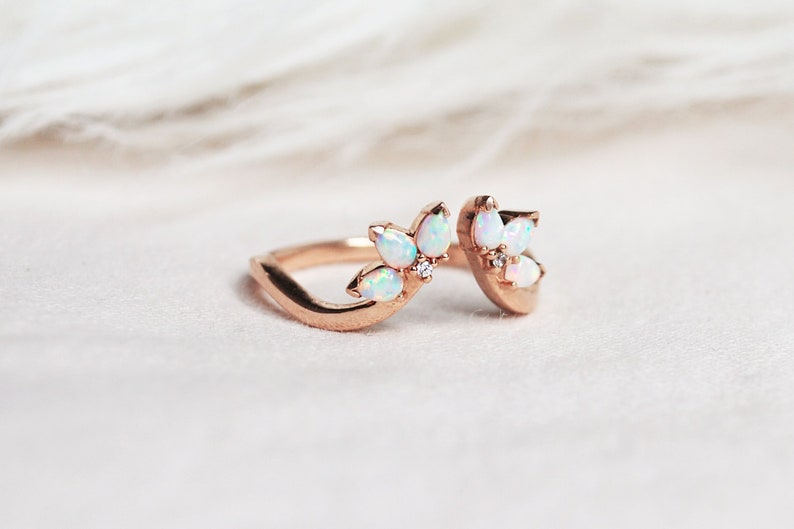 Pear Opal Wedding Band Opal Open Ring Opal Ring Enhancer Etsy