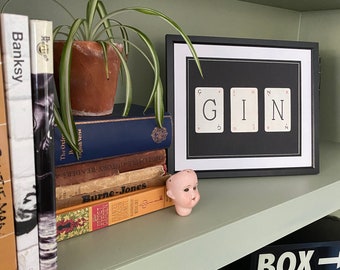 Striking Vintage Playing Cards ‘GIN’ - Mounted & Framed. Gift/Birthday/Wedding/Anniversary/Baby/Nursery