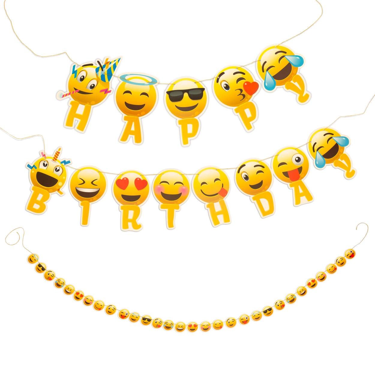 Banderole joyeux anniversaire Emoji  avec Emoji  guirlandes  