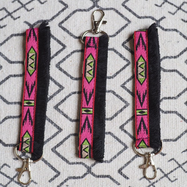 Neon Geometric Fringe Key Fob