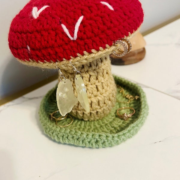 Crochet Mushroom Trinket Tray/Jewlery Holder