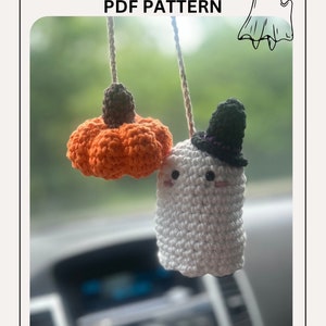 Witch Ghost and Pumpkin Car Charm PDF CROCHET PATTERN