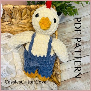 Patrón de crochet en PDF para pollo campestre: patrón de crochet de costura baja